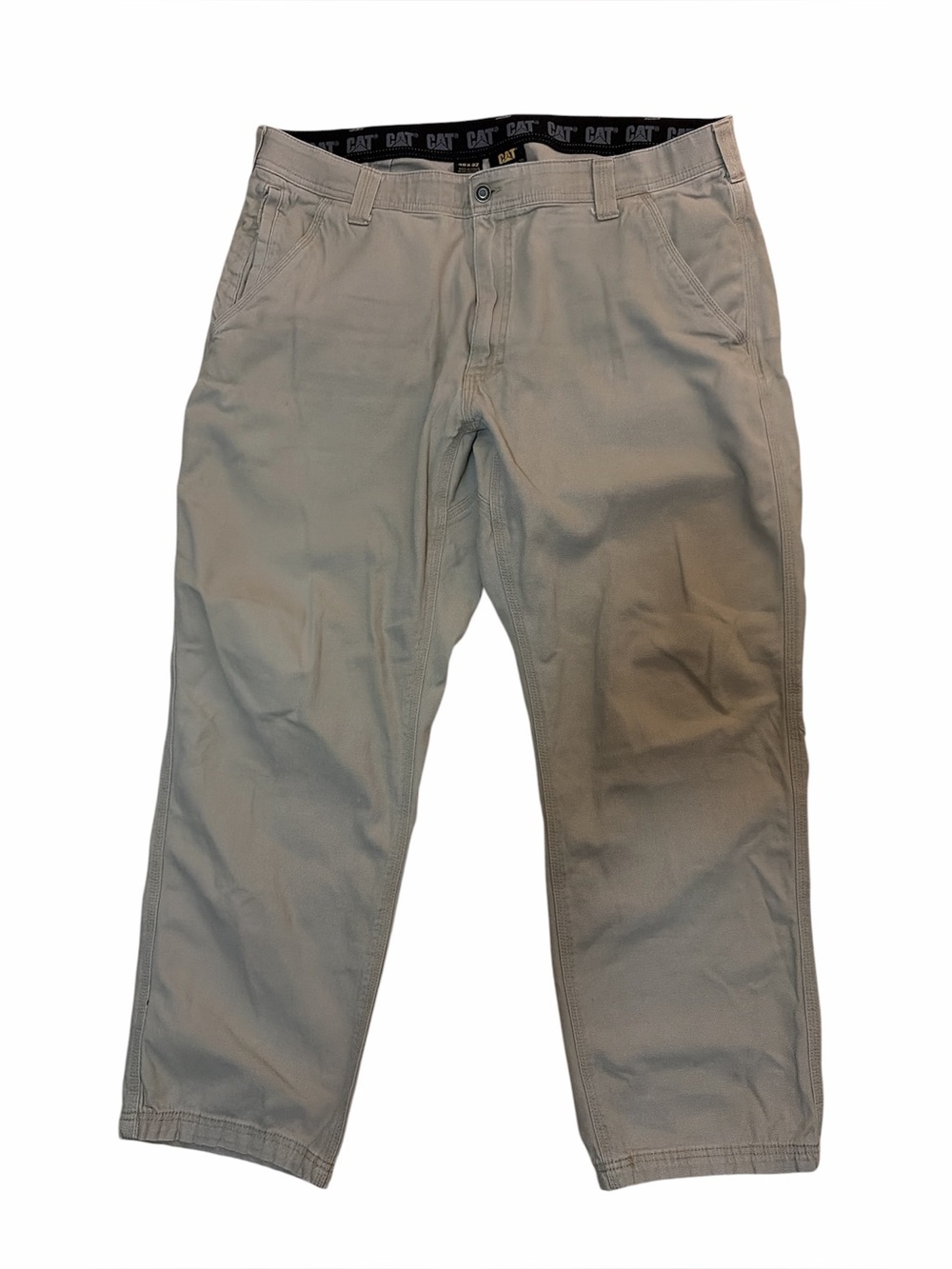 CAT Caterpillar Work Pants Khaki Stretch Utility 40x32 Durable Cotton